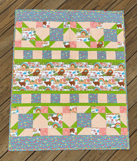 Forest Friends Orange 36" x 45" Handmade Baby Quilt