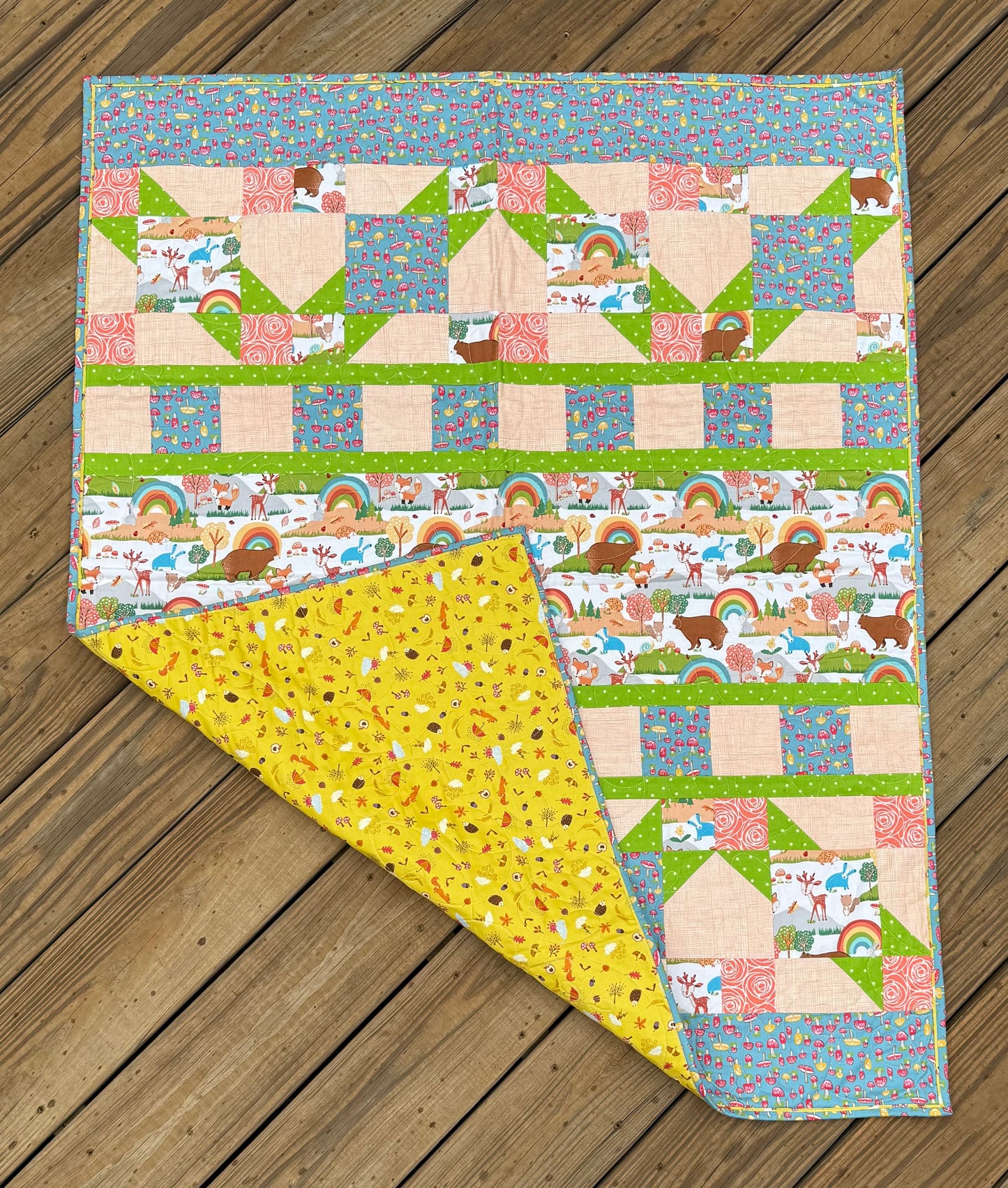 Forest Friends Orange 36" x 45" Handmade Baby Quilt