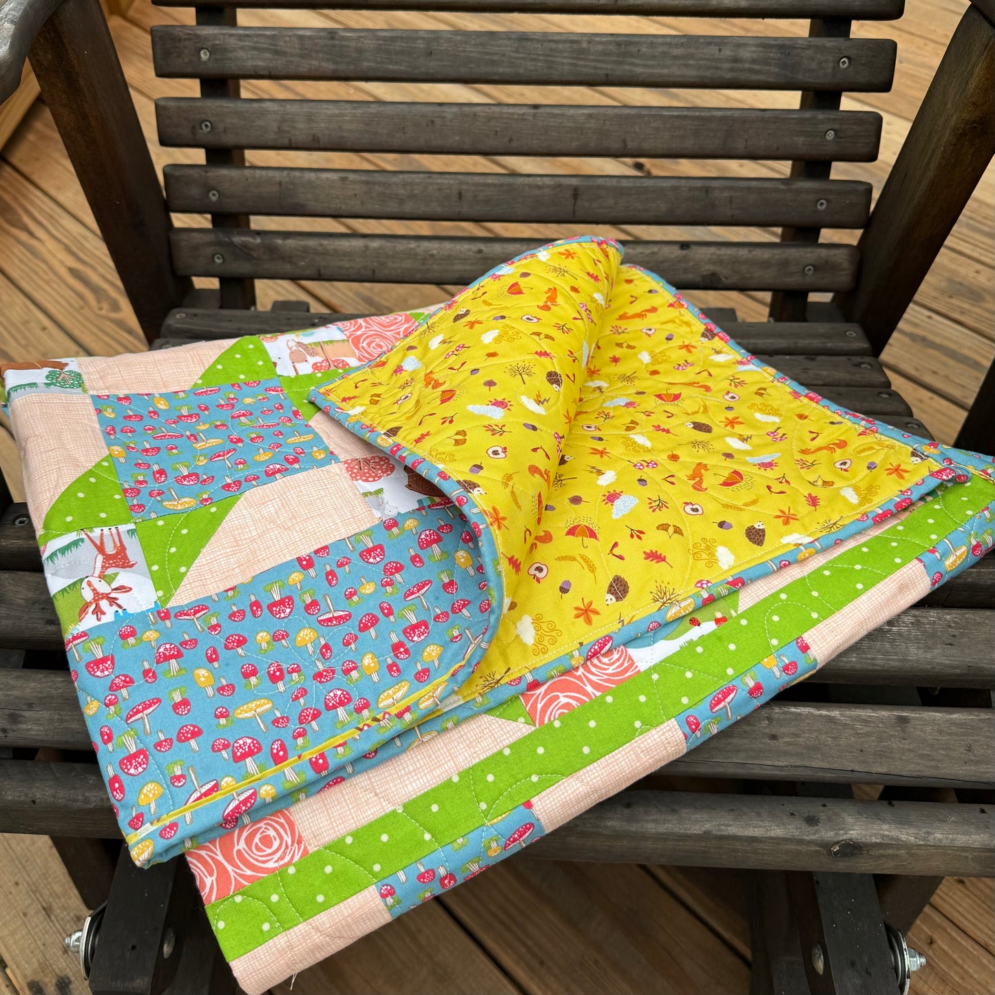Forest Friends Orange 36" x 45" Handmade Baby Quilt
