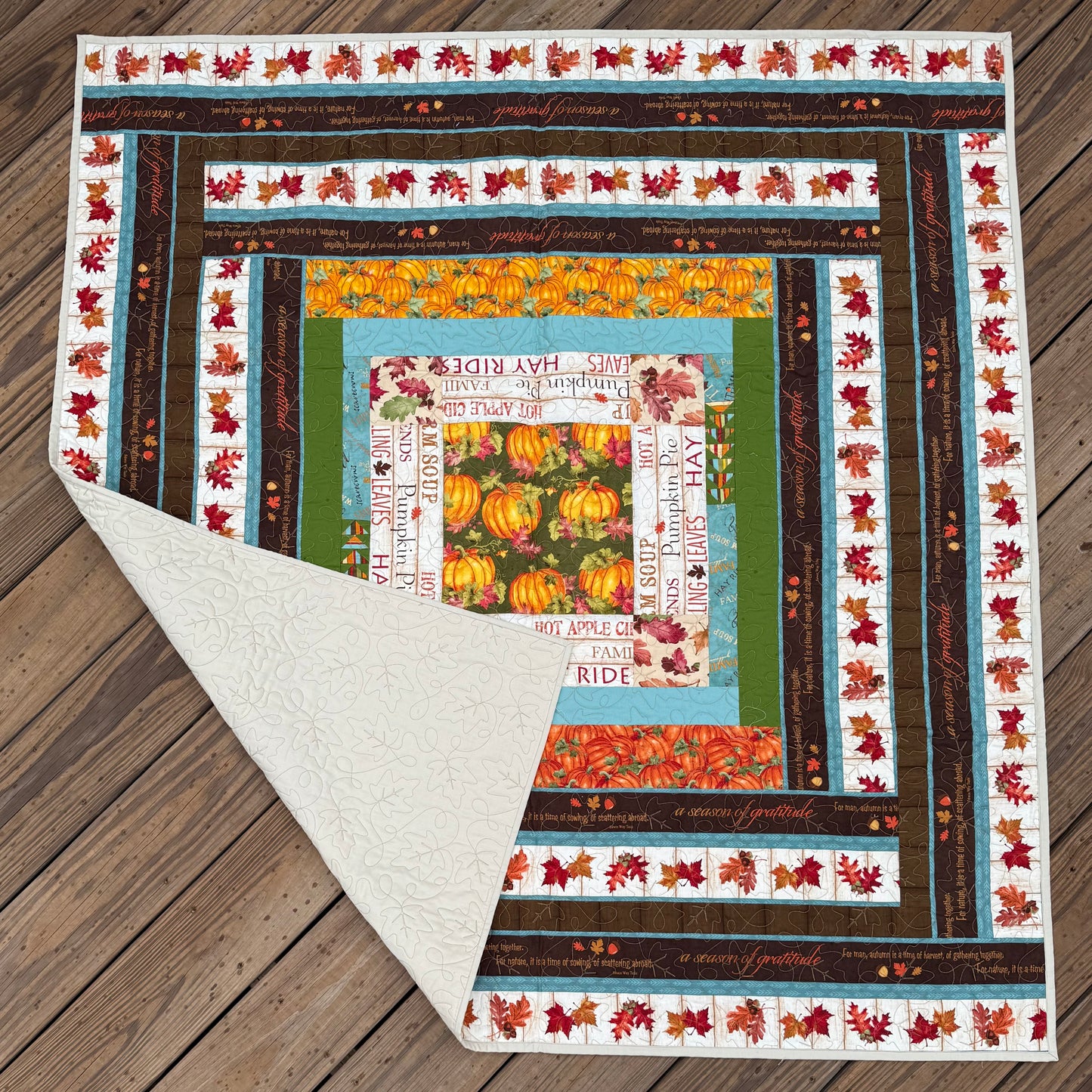 Harvest Harmony 49.5" x 53" Handmade Throw Quilt
