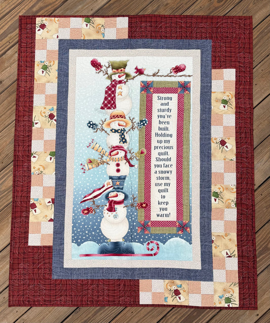 Snowmen Quilt – 45" x 55" Handmade Holiday Throw Quilt