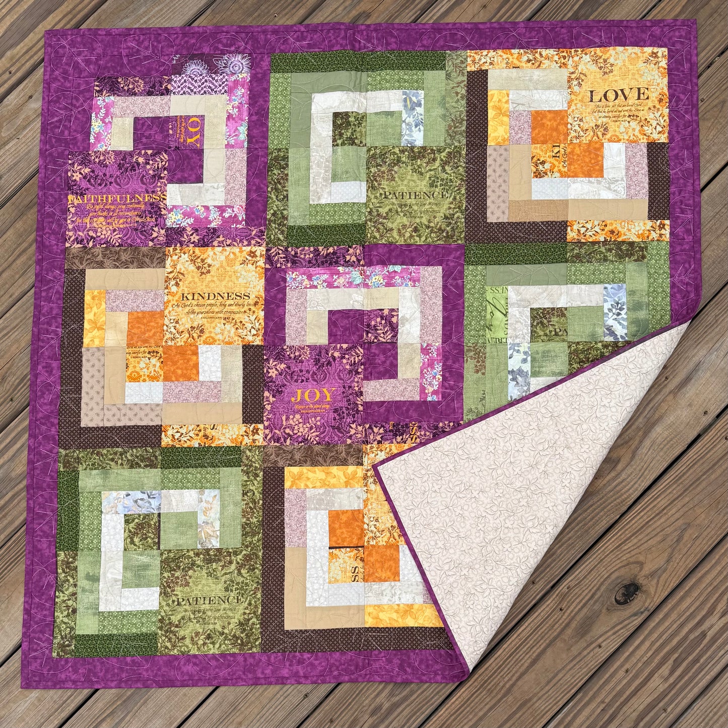 Fruits of the Spirit 46" x 46" Handmade Throw Quilt