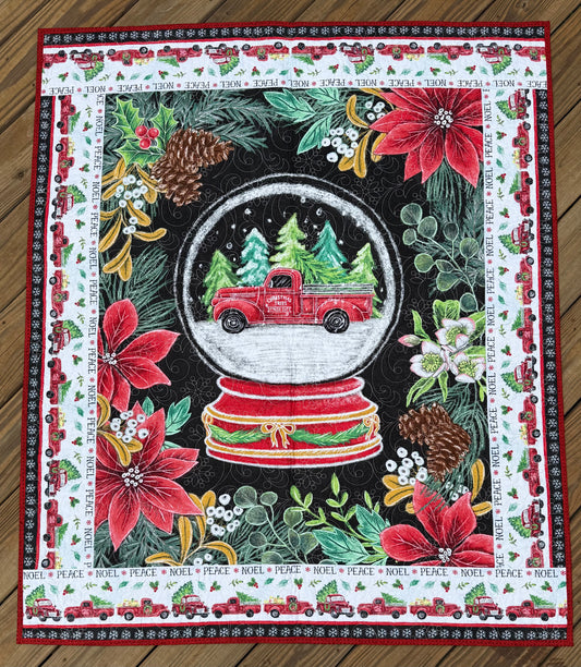 Red Truck Snow Globe 45" x 52.5" Handmade Throw Quilt