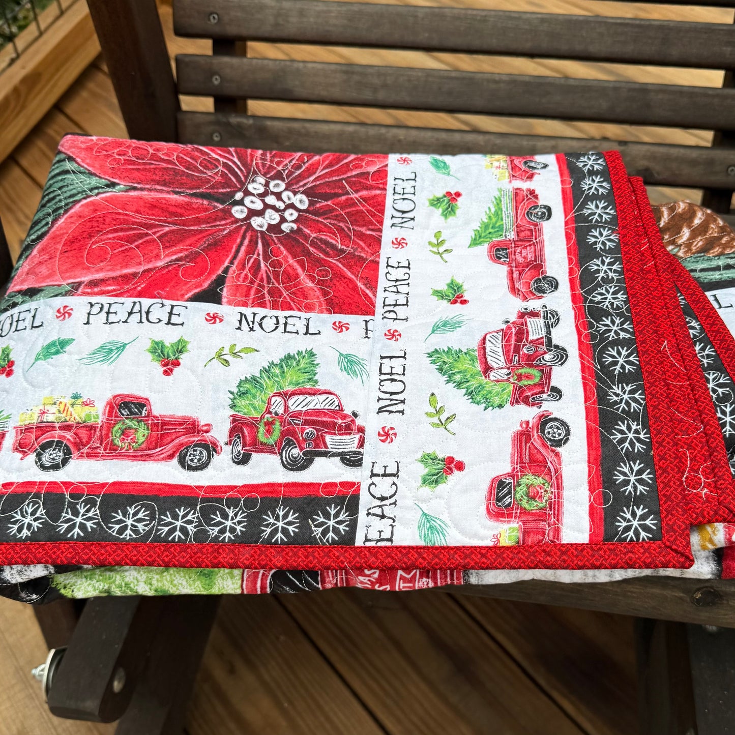Red Truck Snow Globe 45" x 52.5" Handmade Throw Quilt