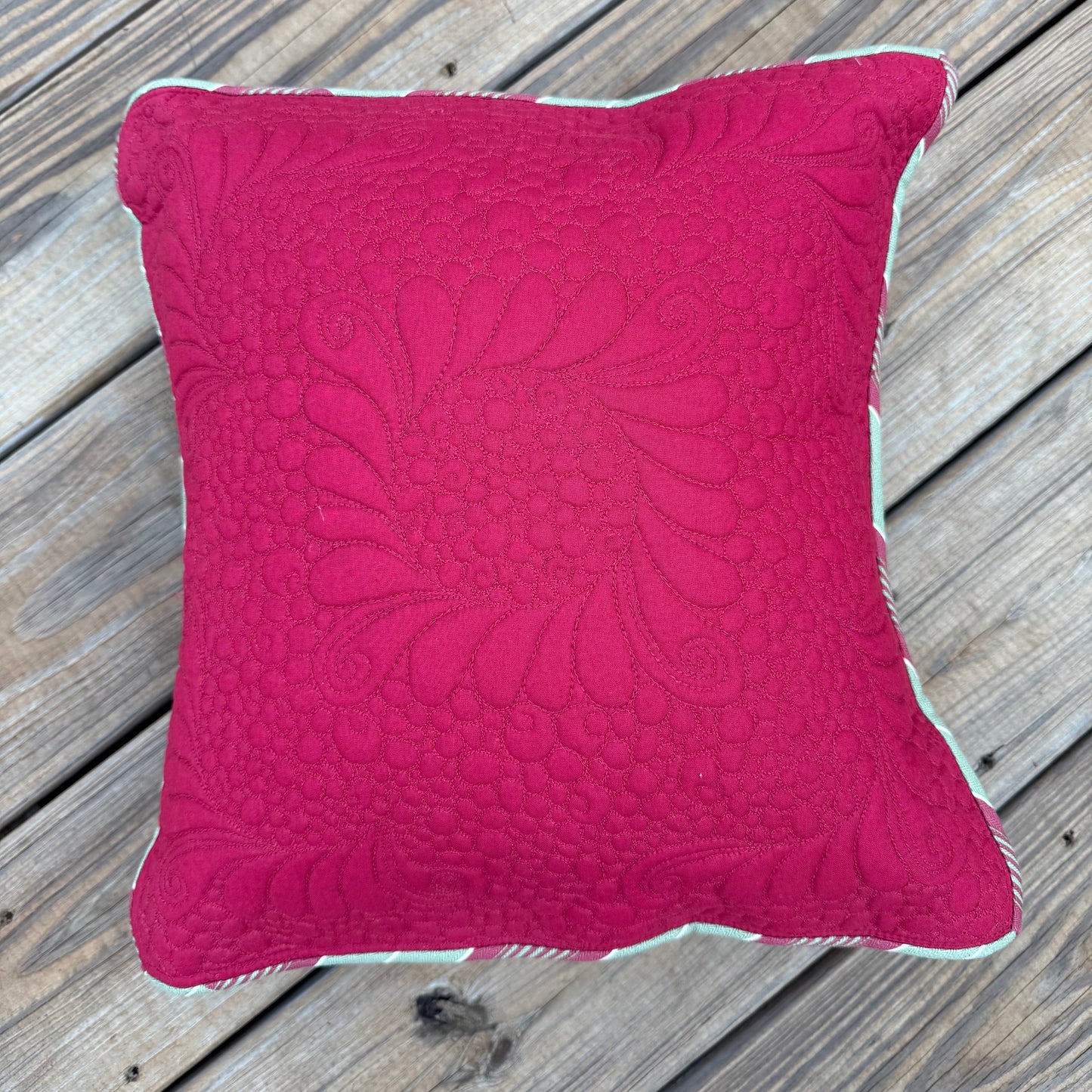 Red with Feather Wreath pillow