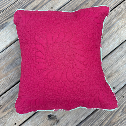 Red with Feather Wreath pillow