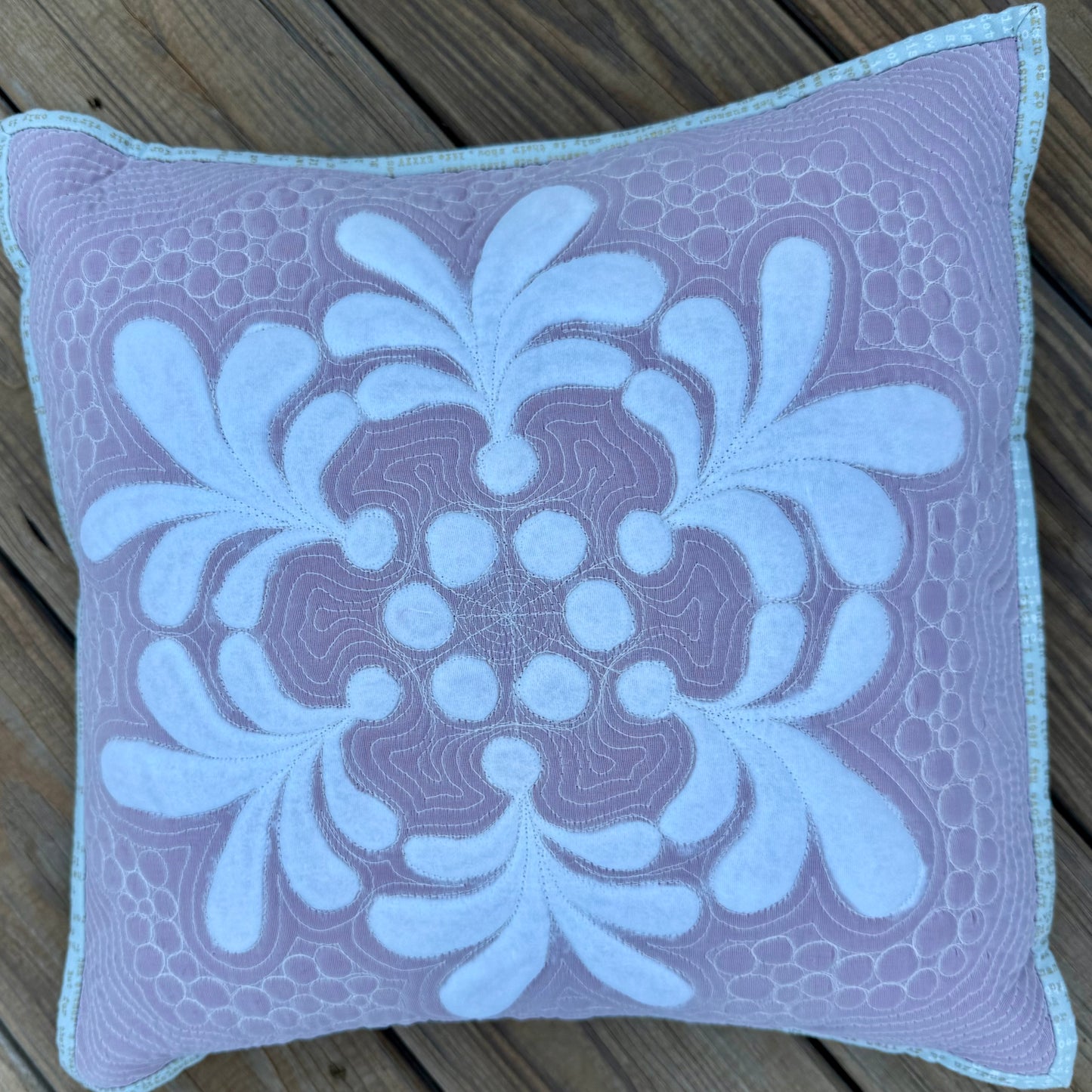 Frosted Blooms 16" x 16" - Handmade Decorative Quilted Pillow