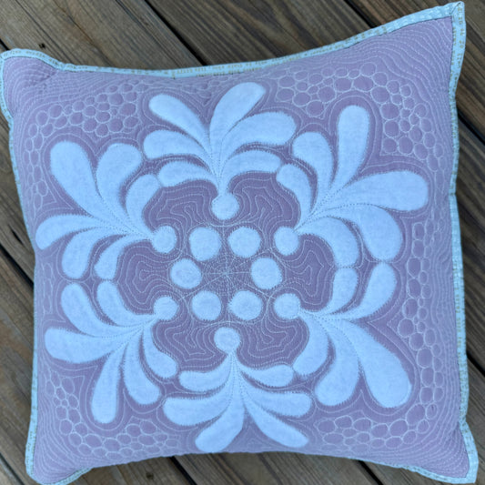 Frosted Blooms 16" x 16" - Handmade Decorative Quilted Pillow