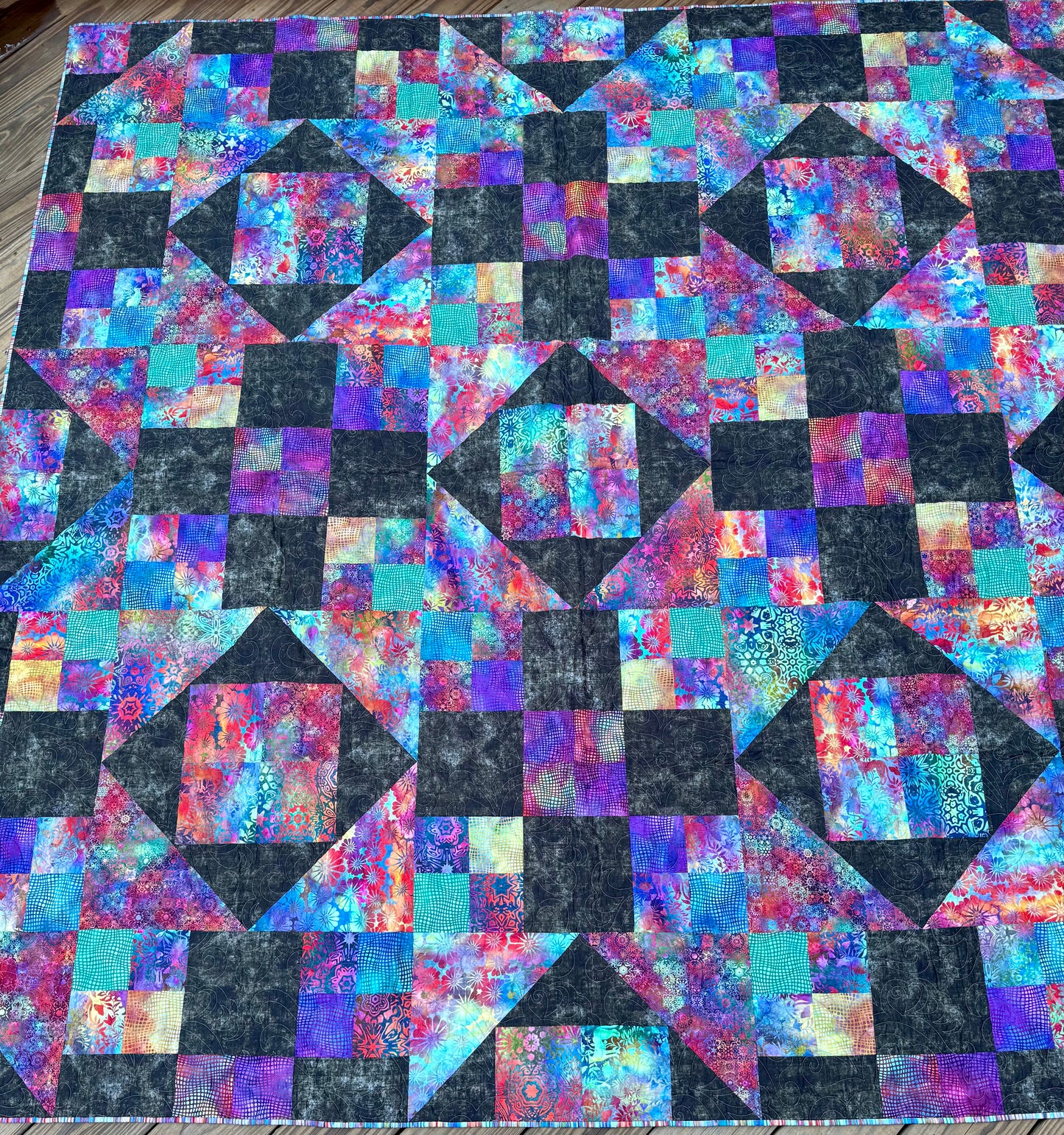 Jewels of the Night 96.5" x 96.5" Handmade Queen/King Quilt