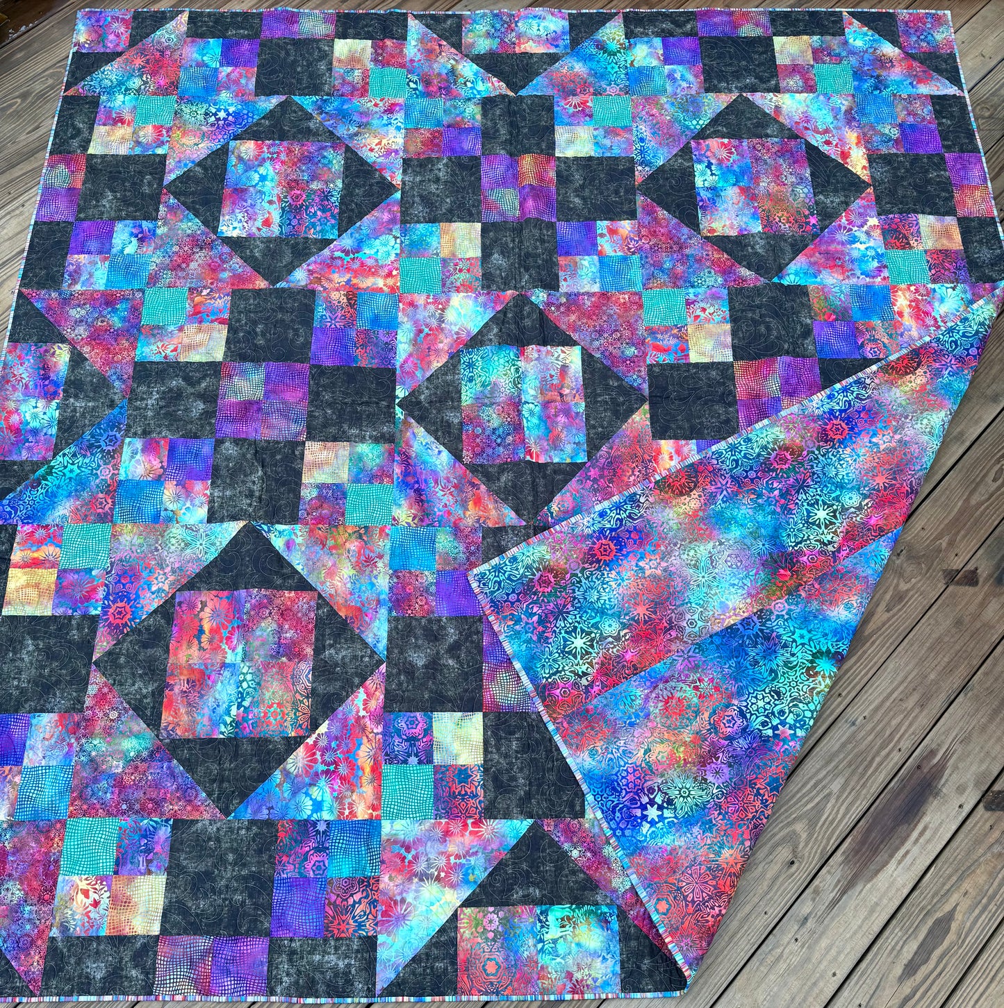 Jewels of the Night 96.5" x 96.5" Handmade Queen/King Quilt
