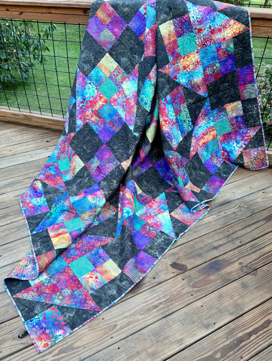 Jewels of the Night 96.5" x 96.5" Handmade Queen/King Quilt