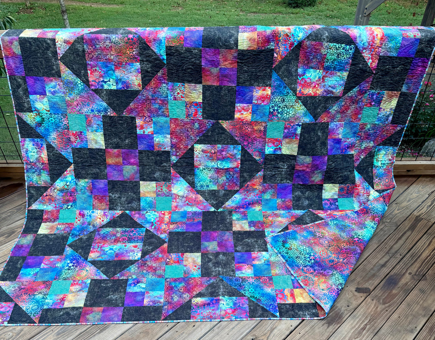 Jewels of the Night 96.5" x 96.5" Handmade Queen/King Quilt