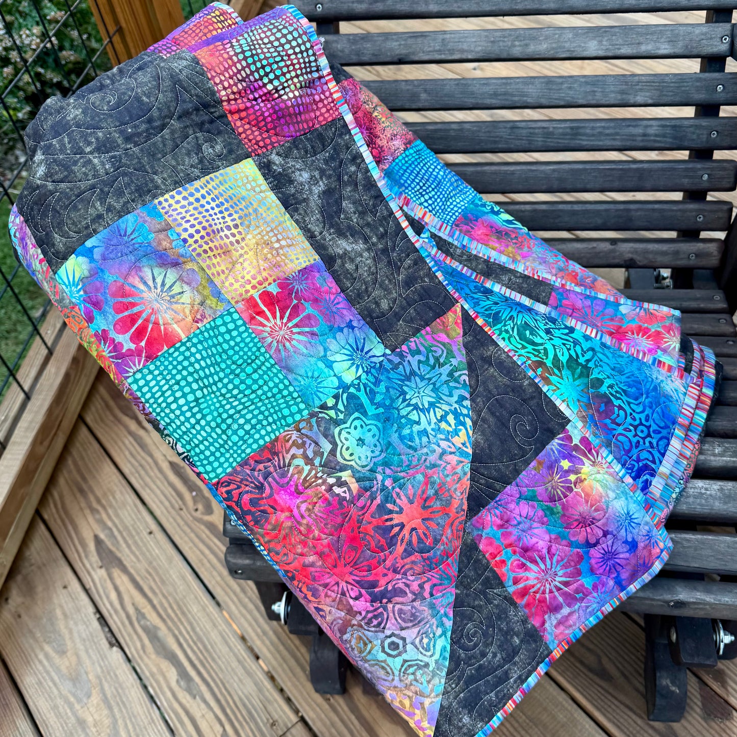 Jewels of the Night 96.5" x 96.5" Handmade Queen/King Quilt