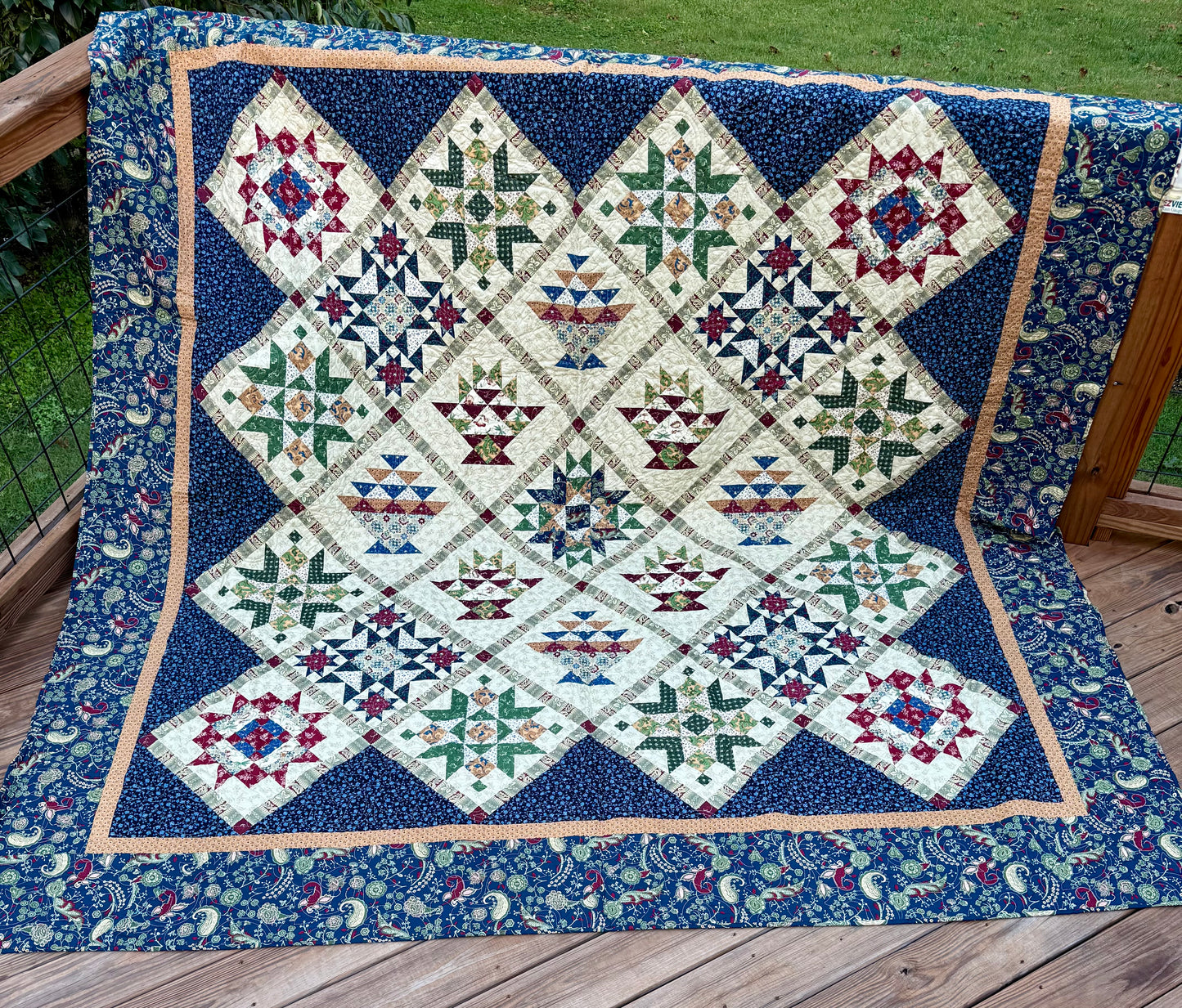 Vintage Sampler Quilt – 95" x 95" Handmade Queen Quilt