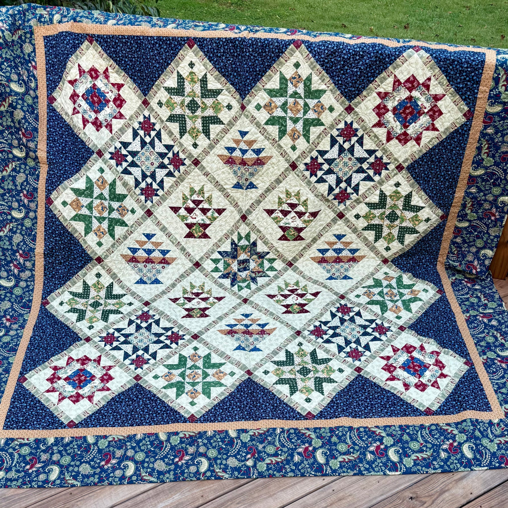 Vintage Sampler 95" x 95" Handmade Queen Quilt