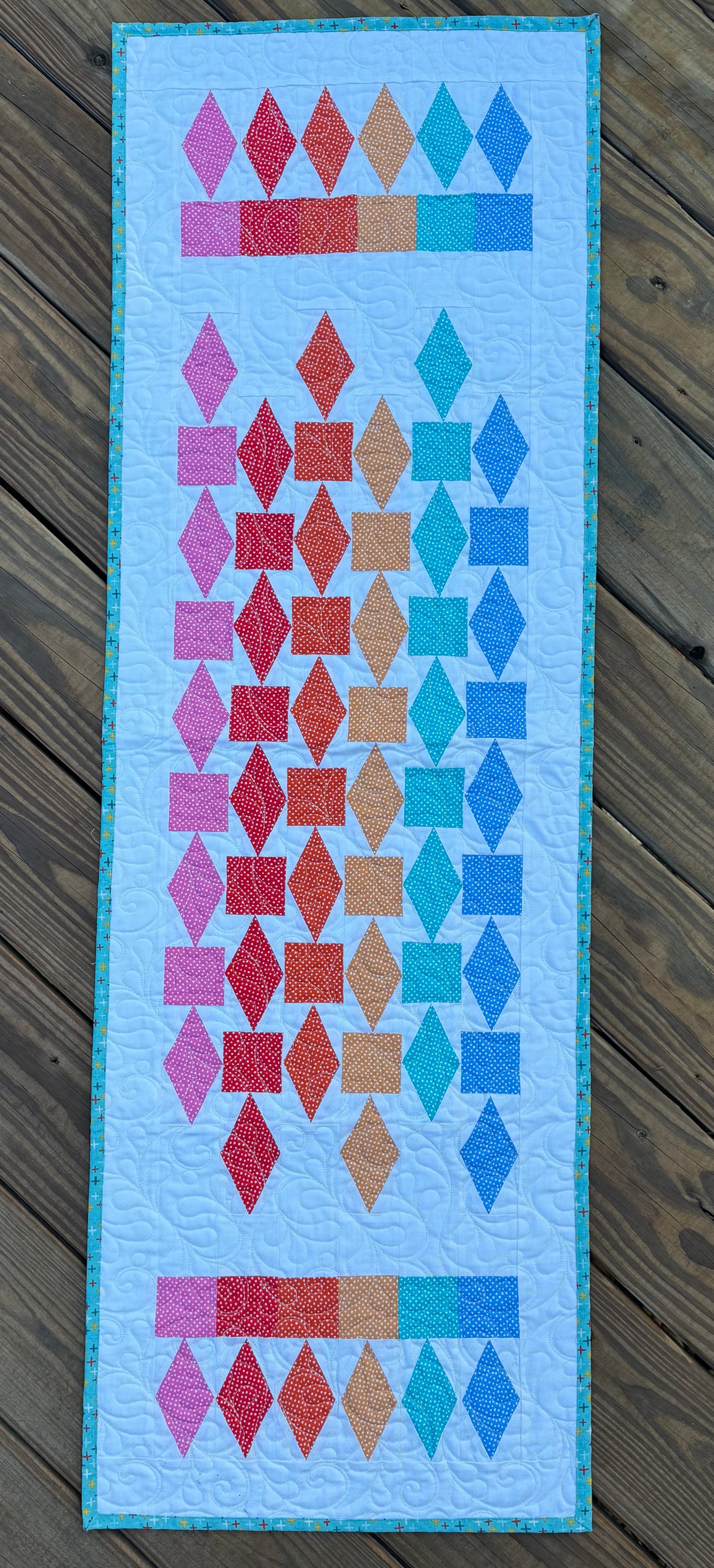 Refraction Table Runner – 16" x 51" Handmade Quilted Table Runner