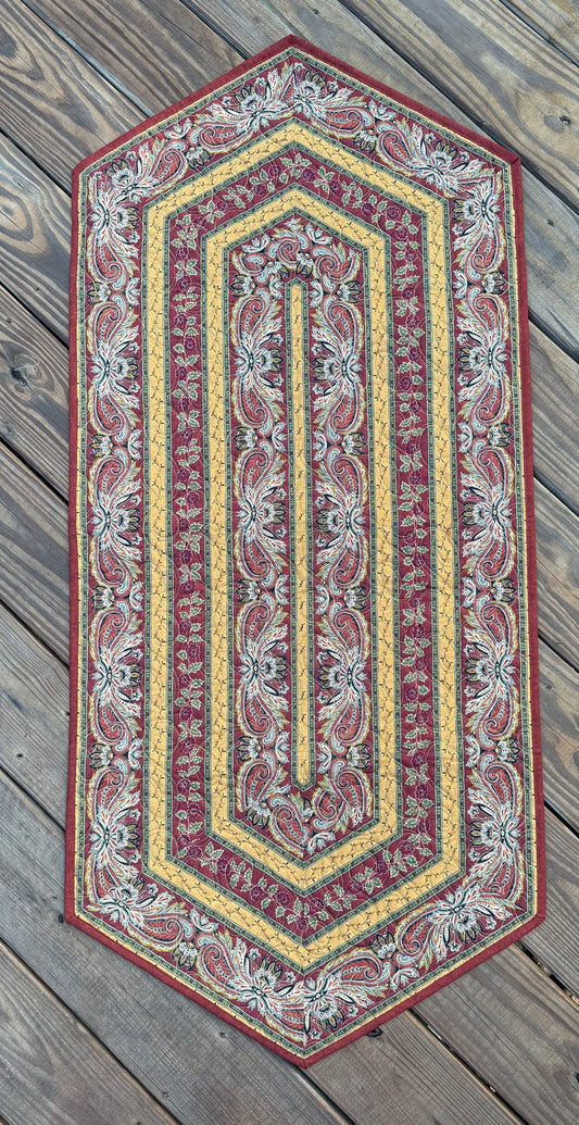 Autumn Border Vine Scroll 23" x 51" Handmade Quilted Table Runner