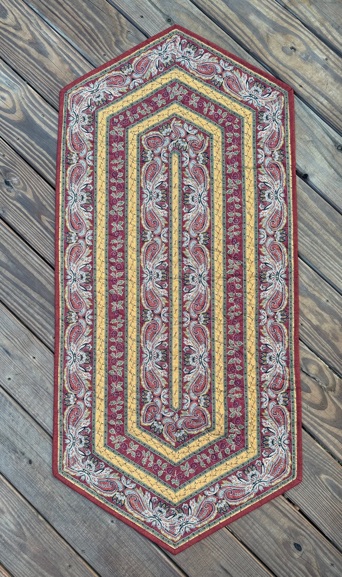 Autumn Border Vine 23" x 51" Handmade Quilted Table Runner