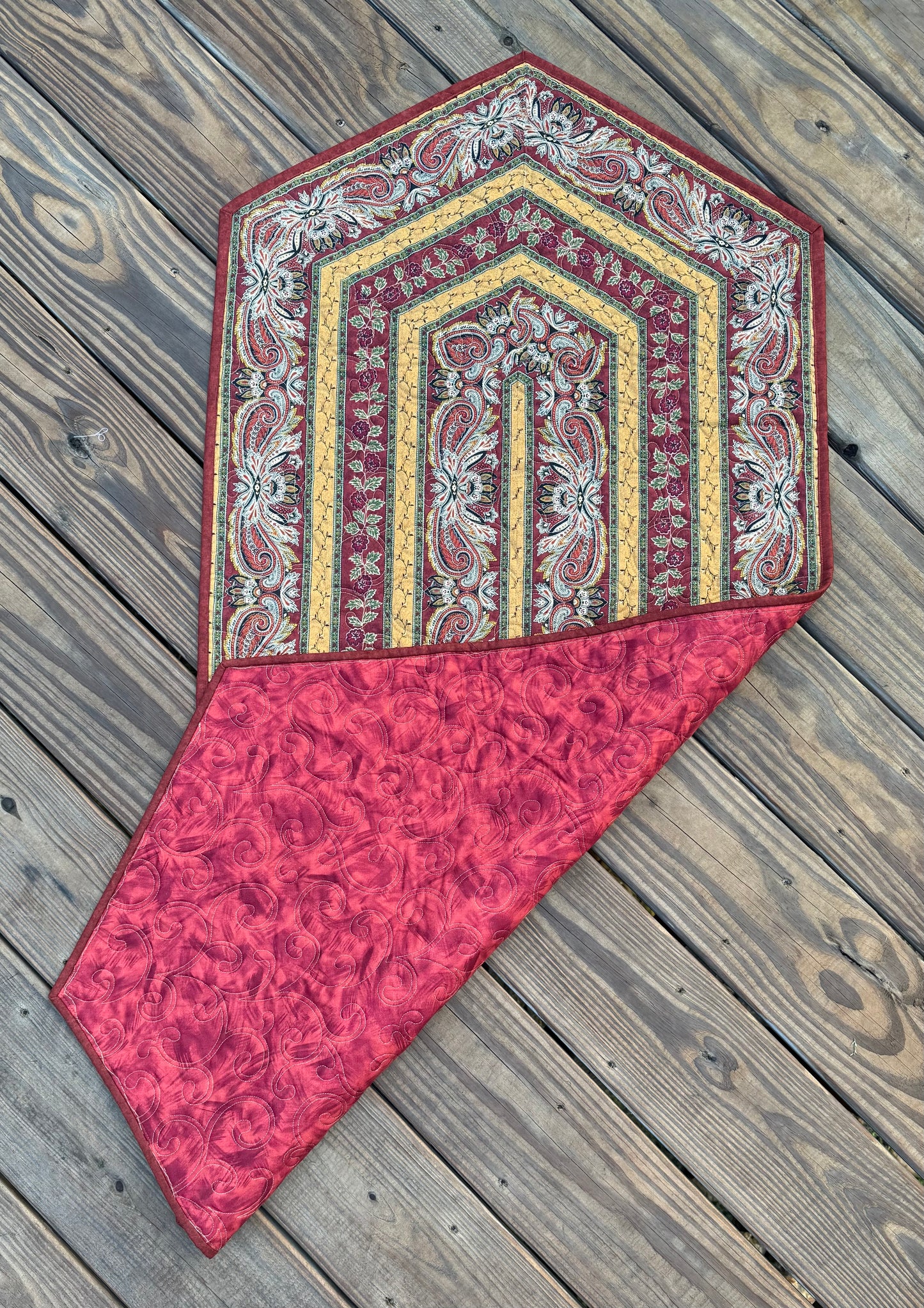Autumn Border Vine 23" x 51" Handmade Quilted Table Runner