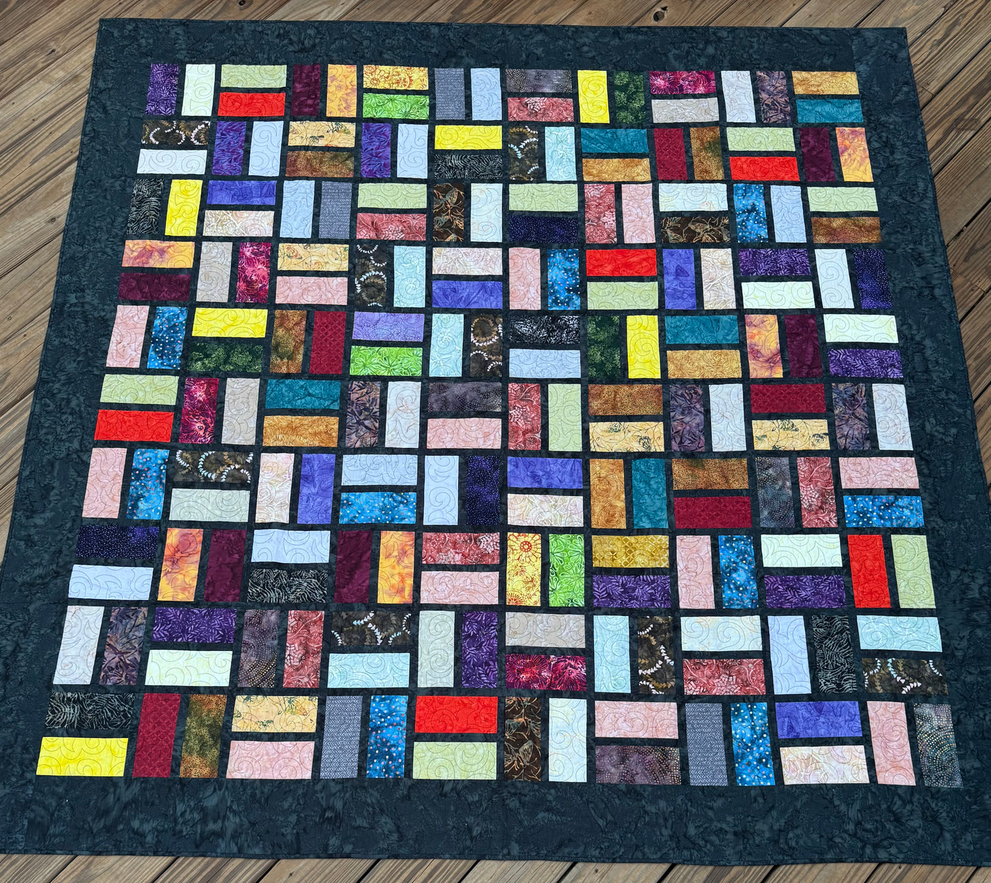Stained Glass Quilt – 84" x 84" Handmade Twin / Full Batik Quilt