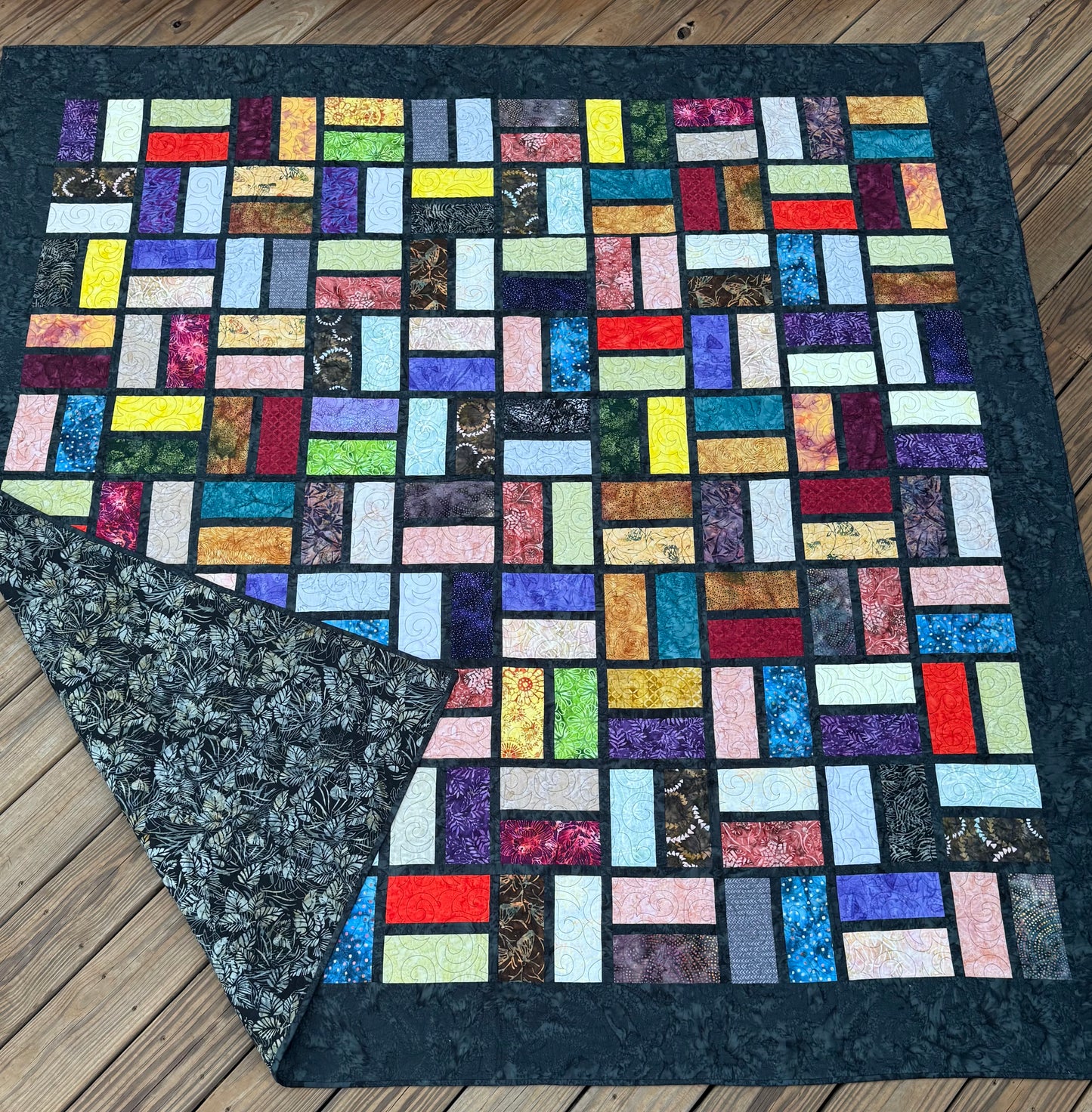 Stained Glass Quilt – 84" x 84" Handmade Twin / Full Batik Quilt