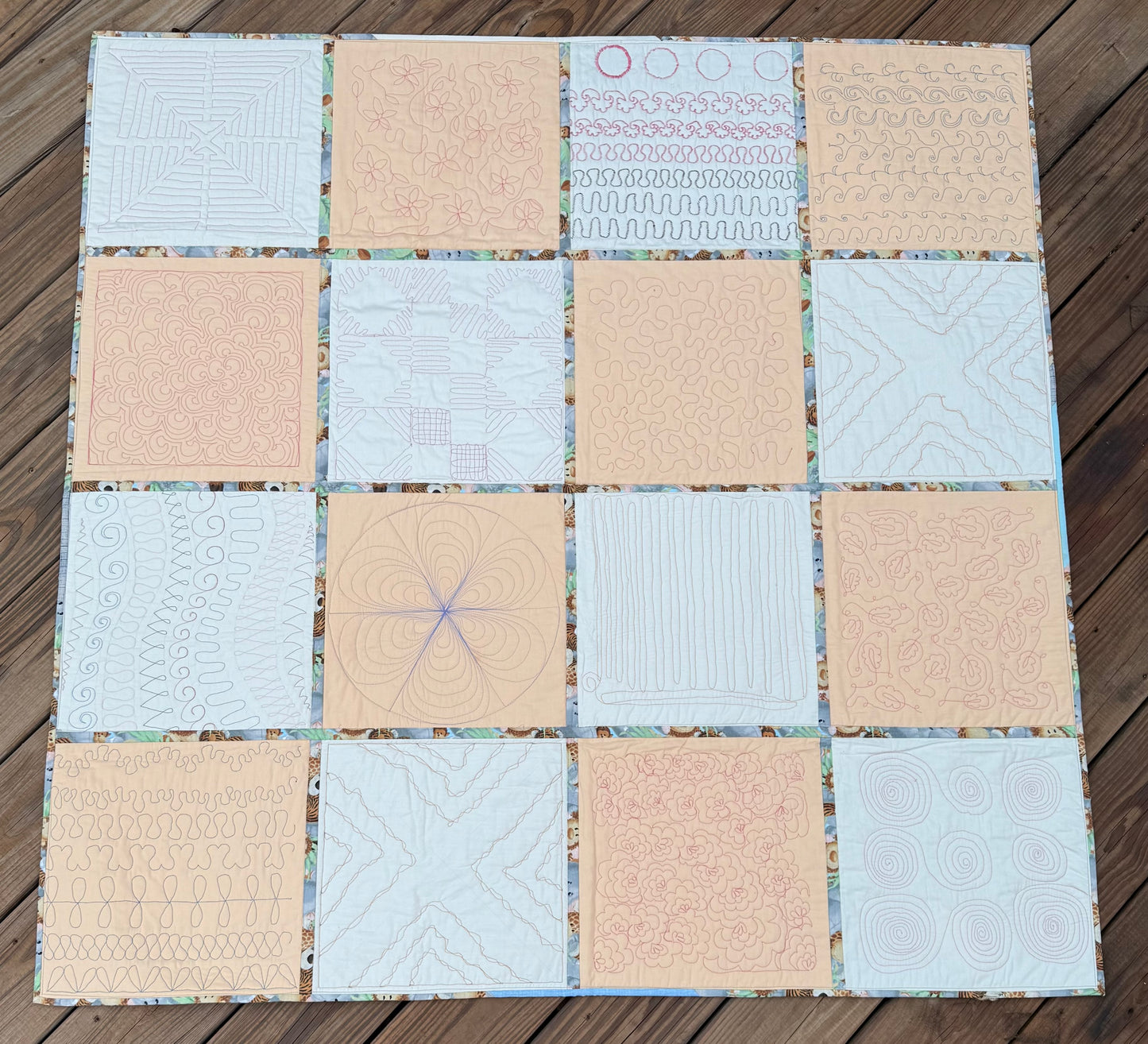 Picnic Quilt – White & Cream 52" x 52" Handmade Quilt