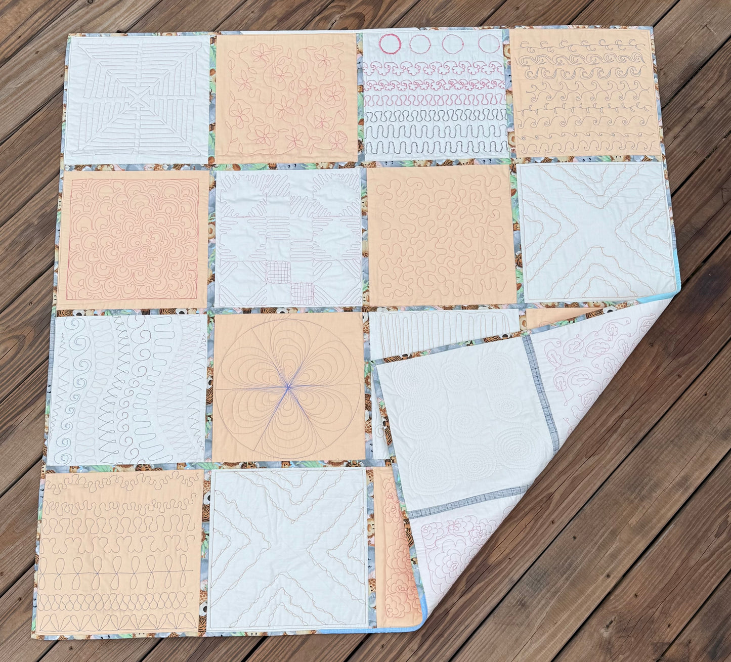 Picnic Quilt – White & Cream 52" x 52" Handmade Quilt