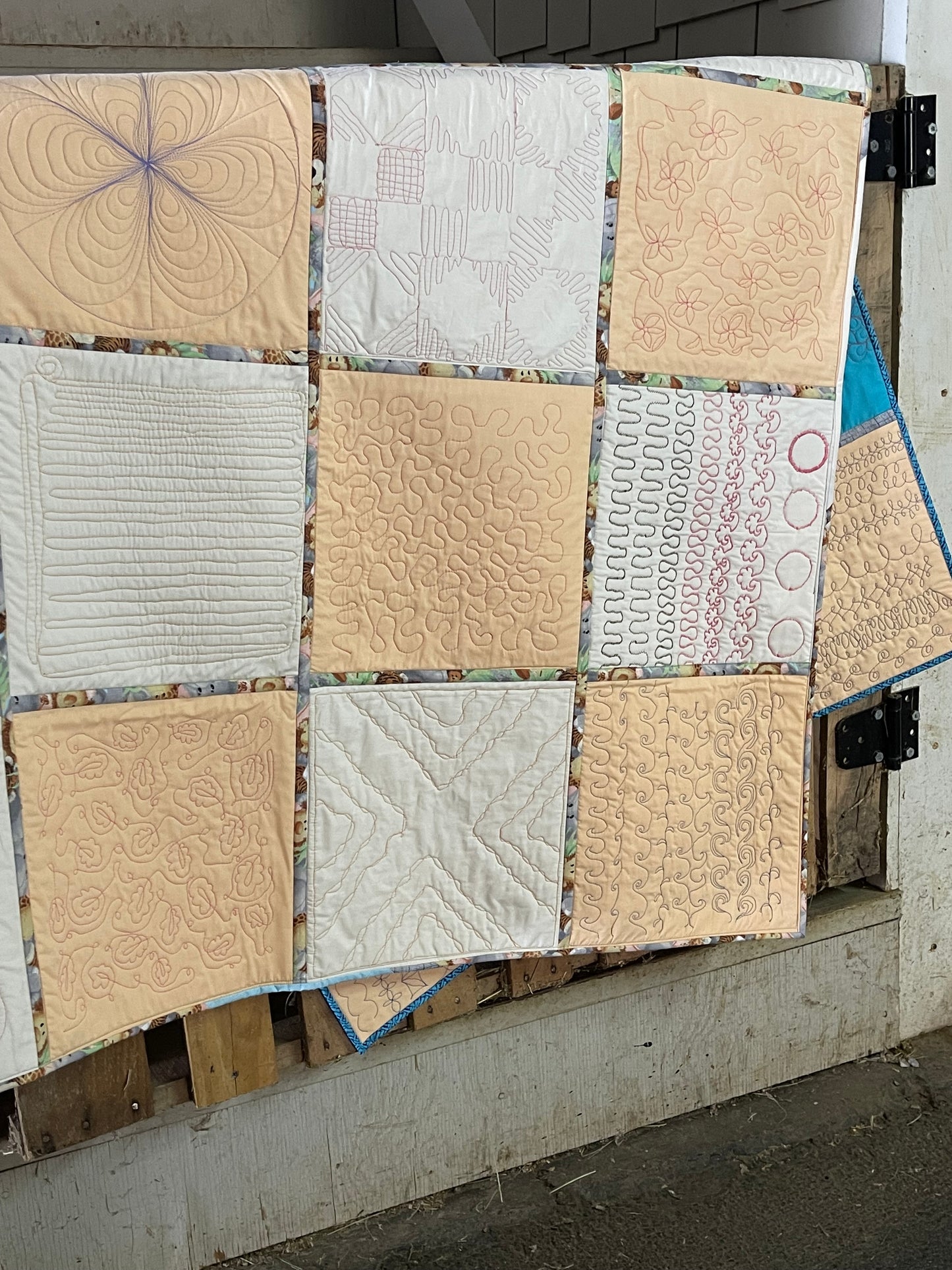 Picnic Quilt – White & Cream 52" x 52" Handmade Quilt