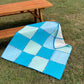 Picnic Quilt - Dark blue, Light Blue and Green – quilts & comforters – colorful textile design