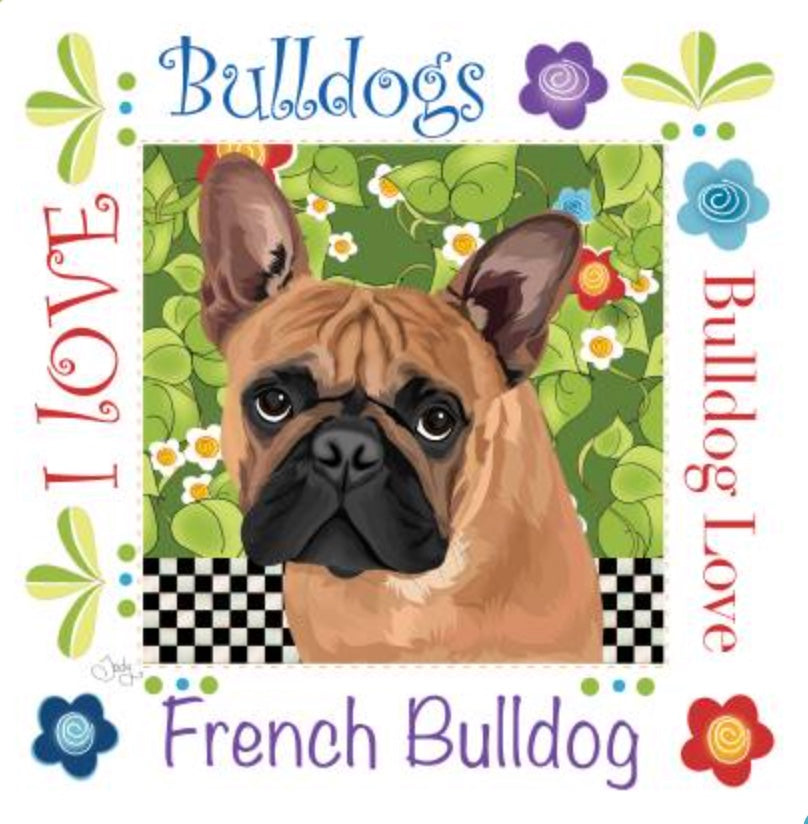 Fabric Art Panel 6in French Bulldogdle, Jody Houghton Designs