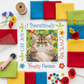 I Pawsitively Love My Pretty Persian" – Cat Joy 6" fabric art panel by Jody Houghton Designs styled with coordinating solid fabrics in red, blue, yellow and green – perfect for cat quilts, zippered pouches and quilt retreat projects