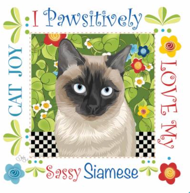 Fabric Art Panel 6in Siamese Cat, Jody Houghton Designs