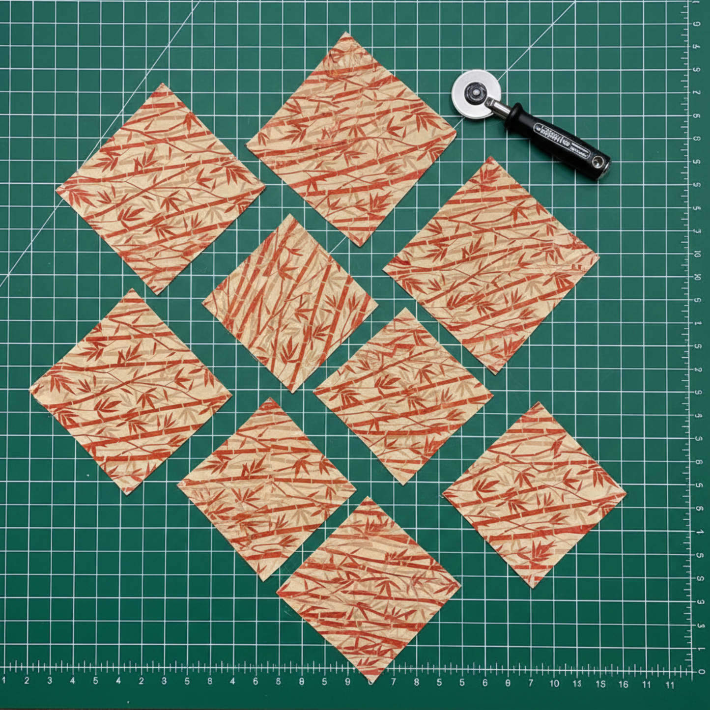 Oriental Gardens Red Bamboo 3 yard cut premium quilting cotton by Jason Yenter with flowing bamboo design