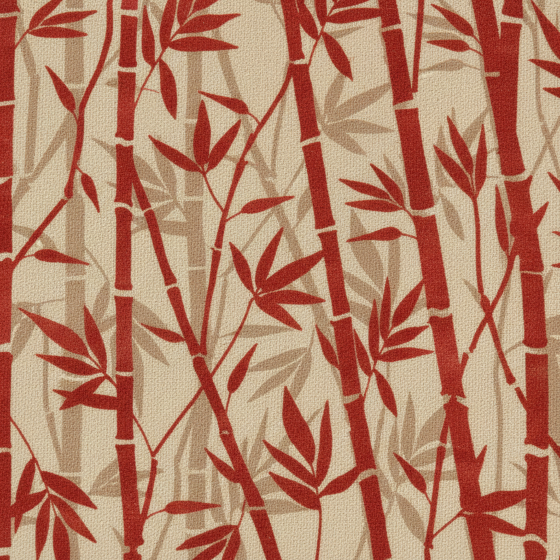RClose-up of red bamboo pattern on 100% cotton quilting fabric showing intricate botanical detail and texture