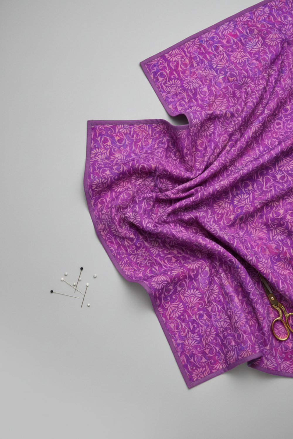 Prism II Blooms in Fuchsia 3 yard cut by Jason Yenter - full pattern length showing mesmerizing kaleidoscopic florals in brilliant fuchsia