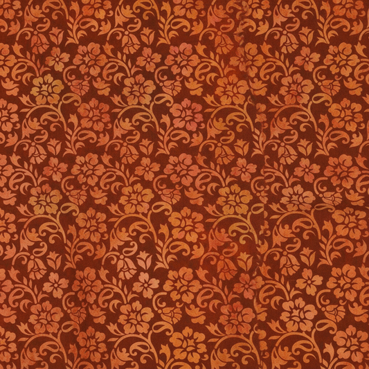 Close-up of Prism II Rust Floral Vines fabric showing intricate vine details and rich rust color - premium 100% cotton