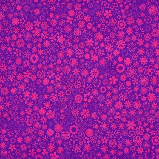PAWsitivity Purple Field quilting cotton full pattern repeat - playful florals perfect for quilt backs and cheerful projects