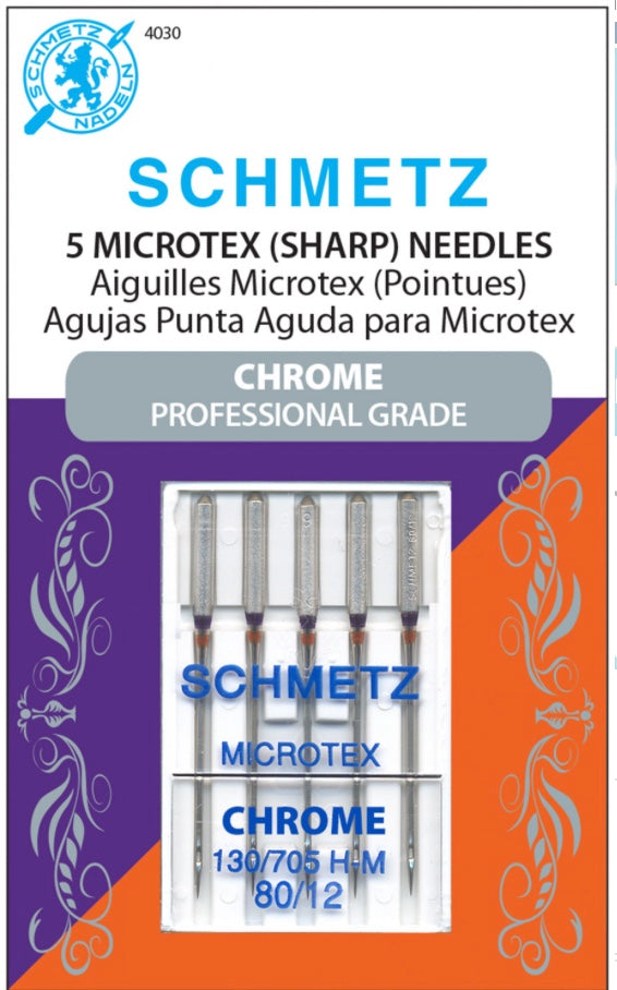 Chrome Microtex Schmetz Needle 5 ct, Size 80/12