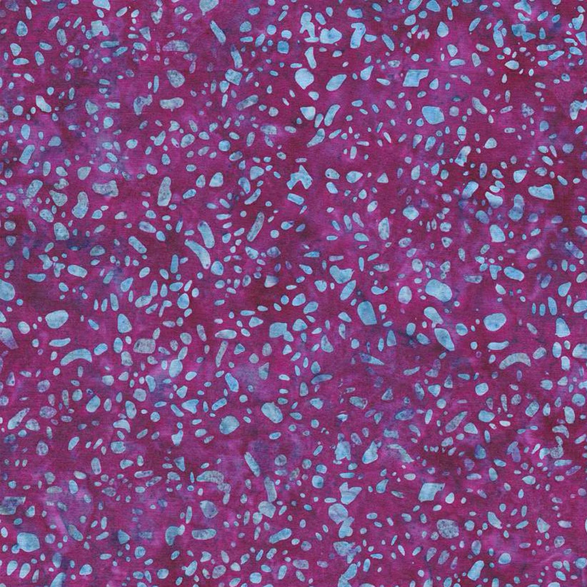 Terrazzo Purple Haze Fabric by Riley Blake Designs, with aqua-blue pebble-shaped flecks on a mottled purple-magenta background.