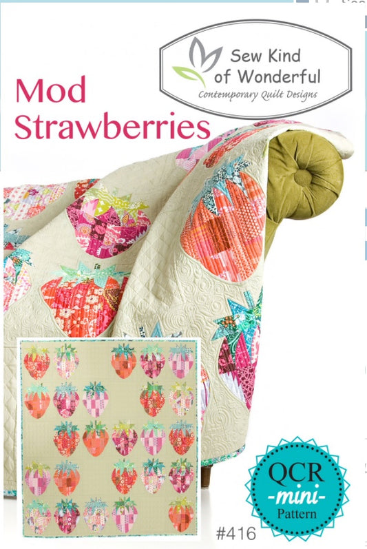 Mod Strawberries – pattern – colorful textile design