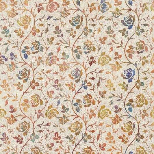 Halcyon II Multi Cream Roses quilting cotton full pattern repeat - elegant florals perfect for quilt backs and statement borders