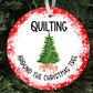 Quilting Around the Christmas Tree Metal Ornament – ornament – colorful textile design