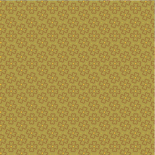 Golden Era Green Wavy Daisy – fabric – colorful textile design