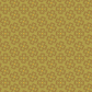 Close-up of Golden Era Wavy Daisy Green fabric by Paula Barnes, showing tossed brown-taupe daisy outlines, yellow-gold centers, and tiny gold dot accents on sage-olive cotton.