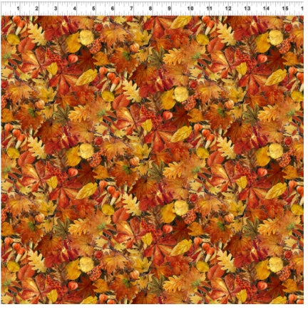 Autumn Celebration Multi Small Foliage – fabric – colorful textile design