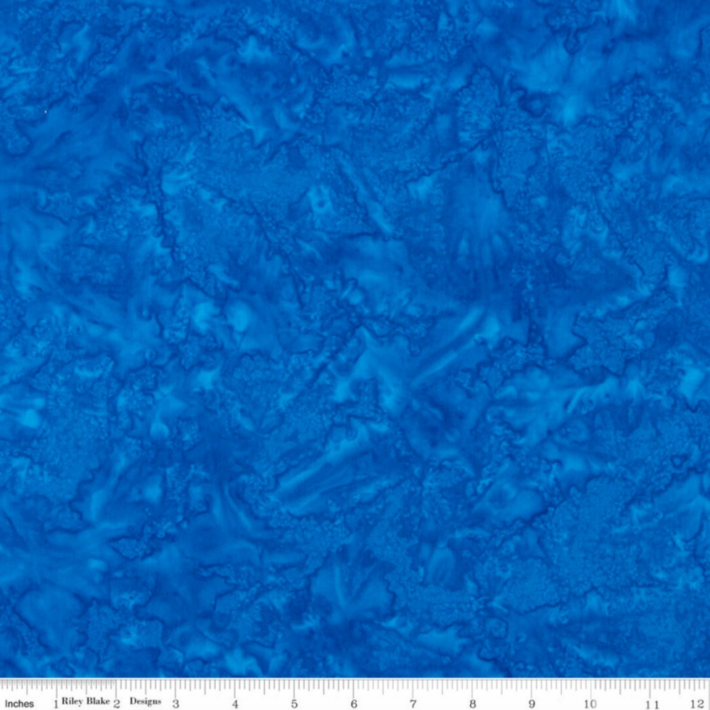 Expressions Batiks Hand-Dyed Imperial – scale reference showing fabric width and rich imperial blue hand-dyed batik pattern, Riley Blake Designs
