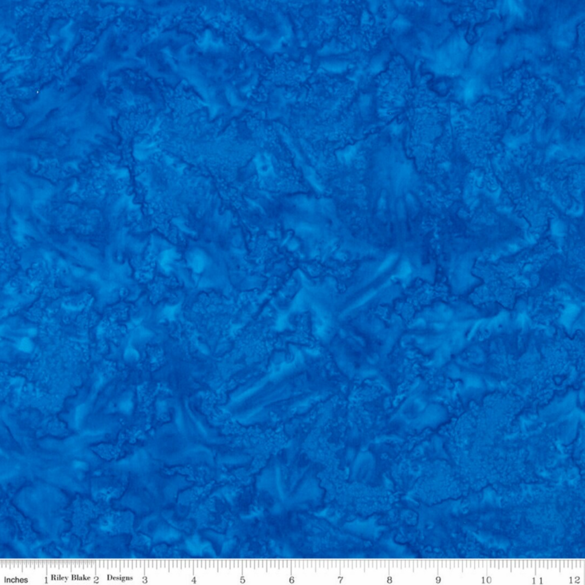 Expressions Batiks Hand-Dyed Imperial – scale reference showing fabric width and rich imperial blue hand-dyed batik pattern, Riley Blake Designs