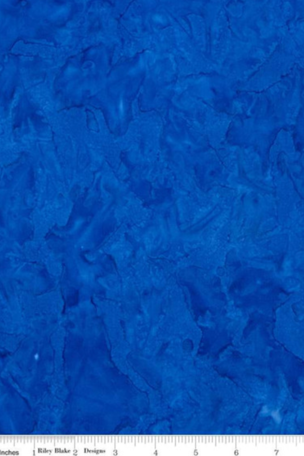 Expressions Batiks Hand-Dyed Cobalt quilting cotton with ruler showing scale of pattern repeat – Pinterest scale reference