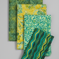 Expressions Batiks Hand-Dyed Amazon – Pinterest coordination stack with 4 complementary fabrics stacked vertically on light grey background