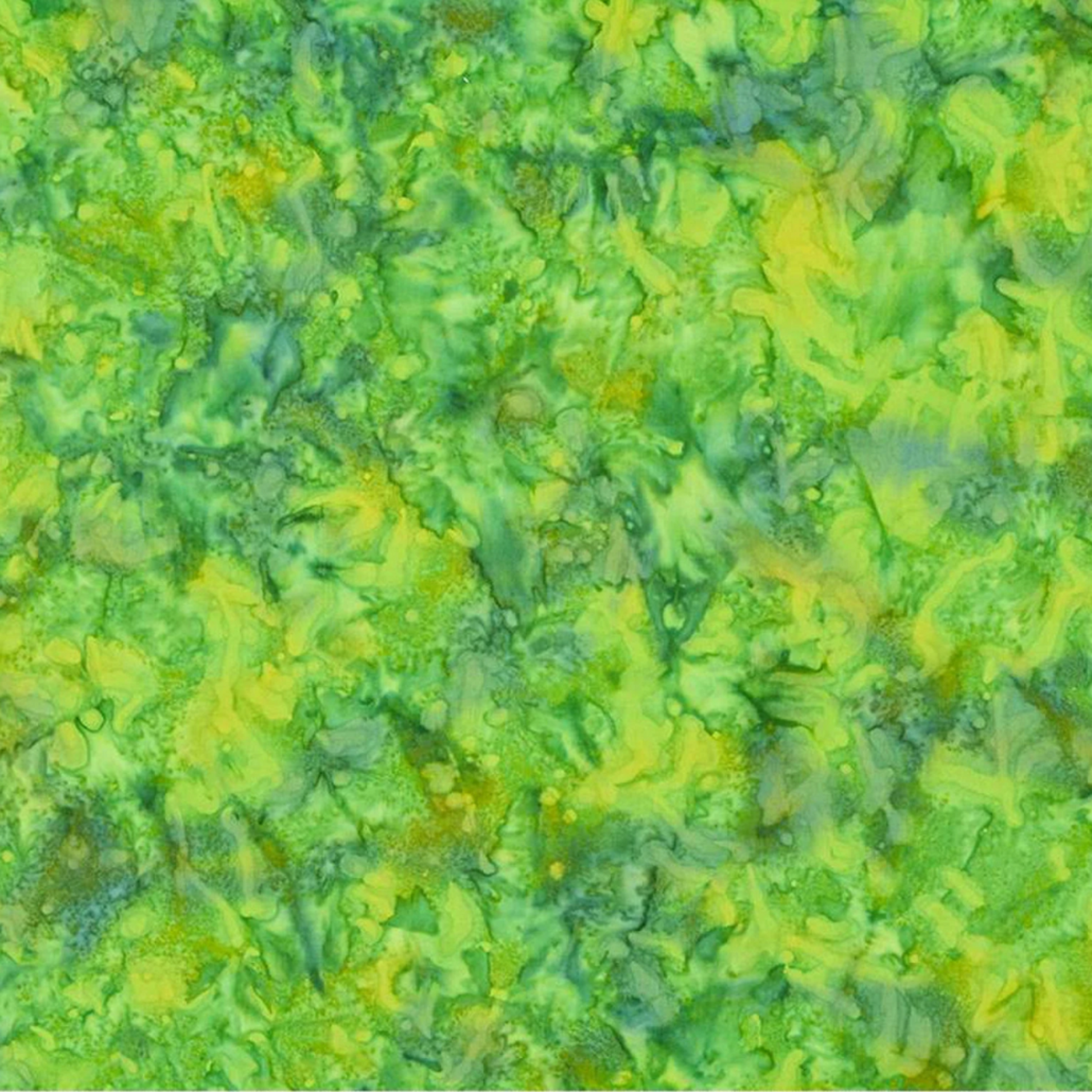 Close-up detail of Expressions Batiks Hand-Dyes Shamrock quilting cotton fabric highlighting print clarity and bright shamrock green hand-dyed batik texture
